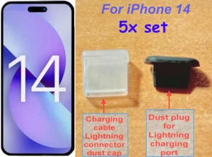 5x ZESTAW MĘSKI + ŻEŃSKI PORT ŁADOWANIA PRZECIWPYŁOWY KOREK NASADKA POKRYWA do IPHONE 14 - Zdjęcie 1 z 1