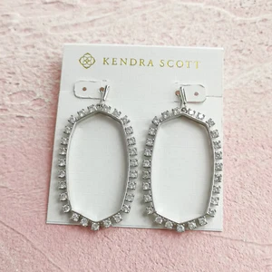 Authentic Kendra Scott Danielle Open Frame Crystal Silver Statement Earrings - Picture 1 of 3