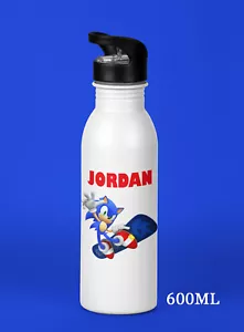 Kids Personalised Drink Bottle Sonic Hedgehog Boy Child Birthday Christmas Gift - Picture 1 of 4