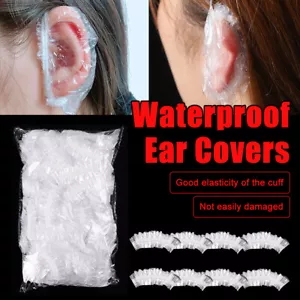 USA! 400Pcs Disposable Hotel Home Shower Bathing Clear Ear Elastic Caps Earmuffs - Picture 1 of 16