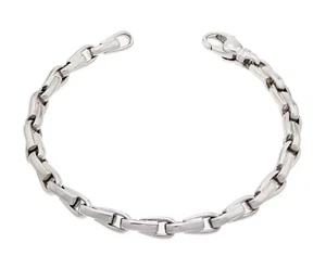 10k White Gold Solid Handmade Fashion Link Bracelet 8" 4.8mm 22.1 grams - Picture 1 of 4