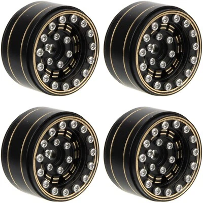 Brass 1.0" Beadlock Wheel Rim Tires Set For 1/18 TRX4M 1/24 Axial SCX24 RC Car - Image 1 of 4
