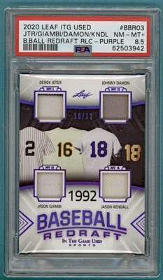 Camiseta deportiva Leaf ITG 2020 usada Jeter/Giambi/Damon/Kendall usada en juegos - #BBR03 ¡PSA 8,5! Foto 1 de 2