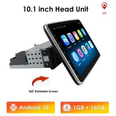 10.1" Android 10 1Din Car Stereo Radio GPS Navi WiFi MP5 Player Bluetooth USB FM - Image 1 of 4