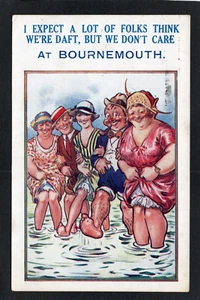 Postkarte Bamforth Comic 1489 Paddeln in Bournemouth Dorset veröffentlicht 1925 - Bild 1 von 2