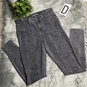 Level 99 Womens Pants Gray Snake Print Skinny Momcore Streetwear Bikercore 26 - Picture 1 of 8