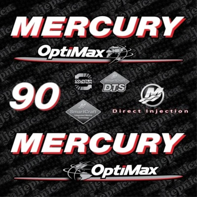 Fueraborda Mercury OptiMax 90 (06.-12.) Juego de pegatinas Aftermarket Decal Foto 1 de 2