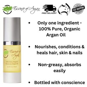 Essence of Argan Oil 30mL Pure Organic Moroccan Natural Hair Skin Face Nails