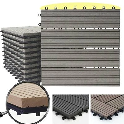 1qm WPC Holz-Fliesen Rhone, Bodenfliesen Balkon Terrasse, 11 Stück je 30x30cm - Bild 1 von 4