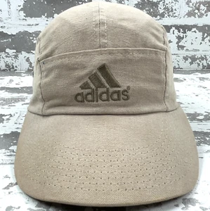 Vintage Adidas Hat Cap Strap Back Tan 5 Panel Canvas 90s Y2K 2000s Spell Out - Picture 1 of 11