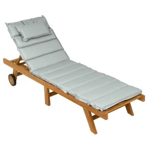 Lettino prendisole legno TEAK pieghevole con ruote e cuscino da esterno giardino - Foto 1 di 8