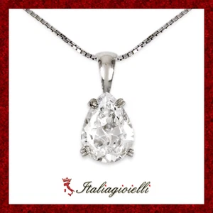 Collana Goccia Brillante Donna in Argento 925 rodiato Oro Bianco - Foto 1 di 8