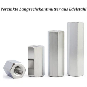 Langmutter M2 M5 M6 M8 M10 M12 M16 Edelstahl Stahl - Sechskant Verbindungsmuffen - Bild 1 von 12