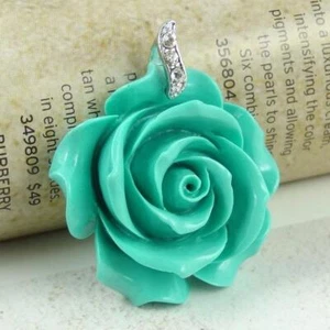 Collar colgante verde rosa - Imagen 1 de 3