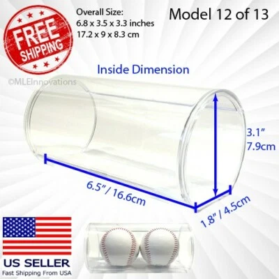 Dual Baseball Display Case Clear Acrylic Plastic Box Dust Proof Small Terrarium - Image 1 of 4