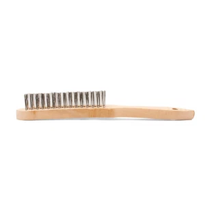 V Shaped Scratch Brush - Stainless Steel - Wooden Handle 3 Row - 2 Pack - Picture 1 of 8