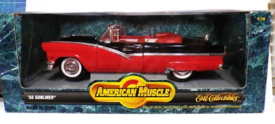 1956 FORD SUNLINER ERTL MODEL RED AND BLACK SCALE 1/18th DIE CAST METAL. - Image 1 of 3