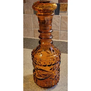 Vintage Jim Beam Amber Glass Liquor Decanter Bottle w/ Stopper Lid 11" Bourbon - Picture 1 of 5