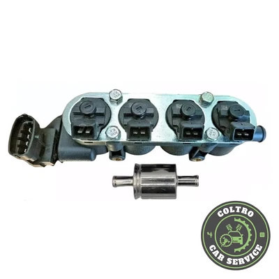 4 INIETTORI PER LANDI RENZO TAPPO NERO ATTACCO BOSCH GPL CON FLAUTO E SENSORE