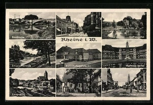 AK Rheine i. W., Emsbrücke, Bahnhofstraße, Gottesgabe, Mathias-Spital - Picture 1 of 2