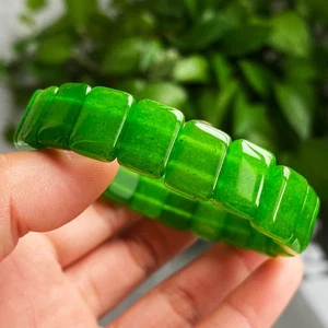 13*5mm Natural hetian Green Jade Gemstone Beads Bracelet - Picture 1 of 5