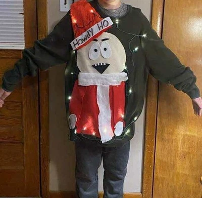 Ugly Christmas Sweater South Park Howdy Ho Lights Mens Large - Image 1 of 4