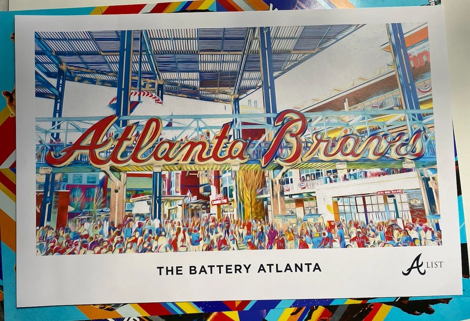 Batería de béisbol ATLANTA BRAVES 2025 Atl MLB Bridge una lista póster exclusivo raro Foto 1 de 1