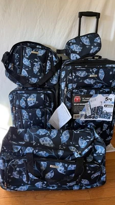 $350 TAG Freehold Blue Print 5 PC Luggage Set Expandable Suitcase Lightweight - Image 1 of 4