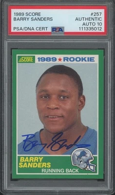1989 年得分 #257 巴里·桑德斯 RC 新秀亲笔签名正品 PSA DNA 10 签名 — 第 1/2 张图片