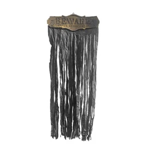 Beware Curtain Light Up Haunted House Prop LED Crow Scary Halloween Door Decor - Picture 1 of 4
