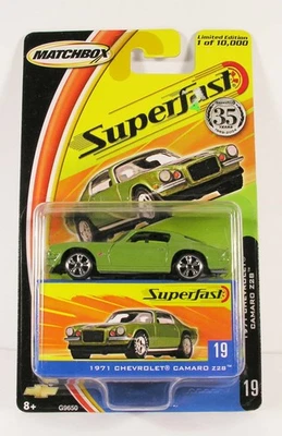MINT 1971 CHEVROLET CAMARO Z28 SEALED W BOX ON CARD 19 MATCHBOX SUPERFAST 35 - Image 1 of 2