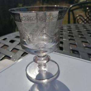 Four Vintage 1950s Murano Medici Silver Rimmed Etched Glasses - Picture 1 of 10
