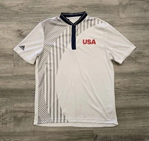 Adidas Heat Dry Team USA Soccer Jersey Mens Medium White Gray Striped Buttons - Picture 1 of 17