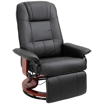 Comfort Luxury: Adjustable Black Faux Leather Swivel Recliner for Living Room - Image 1 of 4