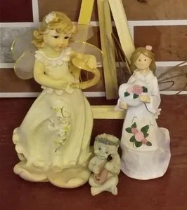 Grupo de 3 Ángeles Fabricantes Desconocidos Rite Aid Estatuillas Madera? ¿Cerámica? ¿Resina? UNK - Imagen 1 de 5