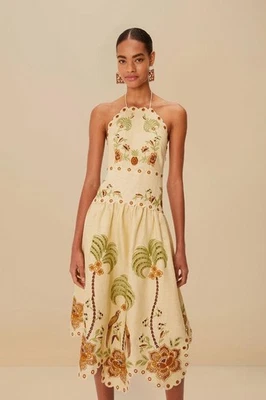 NWT AUTH FARM RIO Sand Delicate Forest Embroidered Midi Dress EXTRA SMALL XS - Image 1 of 4