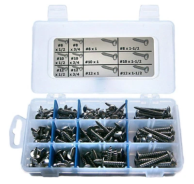 StainlessTown 18-8 Stainless Steel Phillips Truss Sheet Metal Screw Kit #8 -12