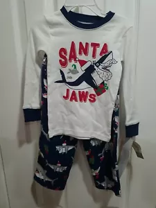 NEU MIT ETIKETT JUNGEN GRÖSSE 2T CARTER'S MARINEBLAU SANTA JAWS HAI 2-TEILIG WEIHNACHTEN SCHLAFANZUG - Bild 1 von 3
