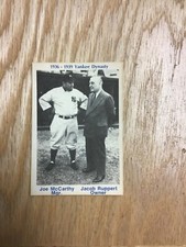 1975 TCMA Joe McCarthy & Jacob Ruppert New York Yankees Card