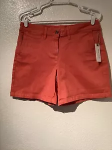 LAND N SEA women's short NWT sz 6 watermelon color cotton blend stretch mid rise - Picture 1 of 11