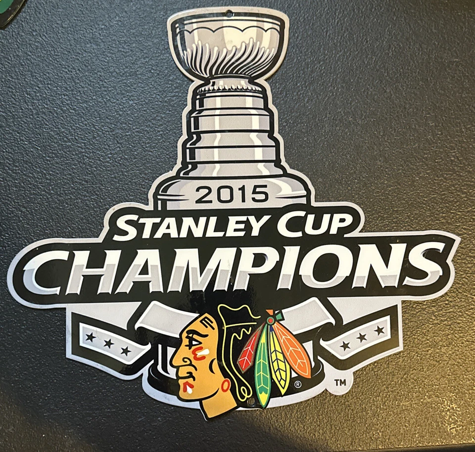Chicago Blackhawk 2015 Champs 12"X11" Heavy Gauge Metal Oficialmente Licenciado - Imagem 1 de 1