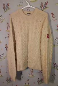 🌄 Abercrombie Fisherman Cableknit Wool Muscle Sweater Mens Size XL - Picture 1 of 9