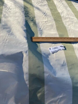 DESIGNER QUALITY SILK TAFFETA STRIPES - IVORY/GREENS!!! - Image 1 of 4