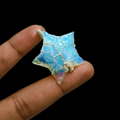 Mliky Opalita Piedra Preciosa Alambre de Cobre Envuelto Árbol Estrella Colgante Joyería Regalo Amor Foto 1 de 4