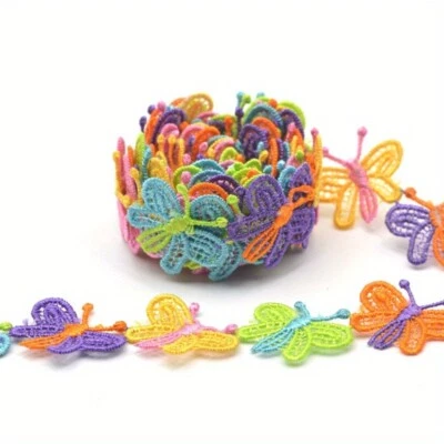 14-15 Yards Multicolour Color Lace Trim Edge Butterfly Shape DIY Sewing Craft - Image 1 of 4