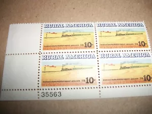 1506 Plate block 10 cent Rural America Kansas Hard Winter Wheat Railroad Train - Picture 1 of 1