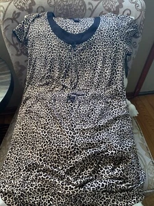 RENE ROFE Sleepwear Pajama Set Size S Leopard Capri and-Sleeve Top - Picture 1 of 2