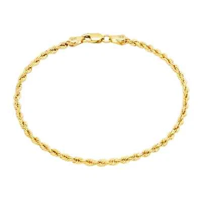 10K Yellow Gold 1mm-2.5mm Diamond Cut Rope Chain Bracelet Men Women 7" 8" 9" - Image 1 of 4