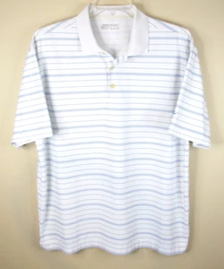 Nike Golf Fit Dry Men's XL White/ Blue Striped Short Sleeve Polo Shirt - Picture 1 of 8