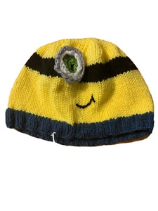 Small Knitted Yellow Minion Hat ~21” Head Size One-of-a-Kind - Picture 1 of 3
